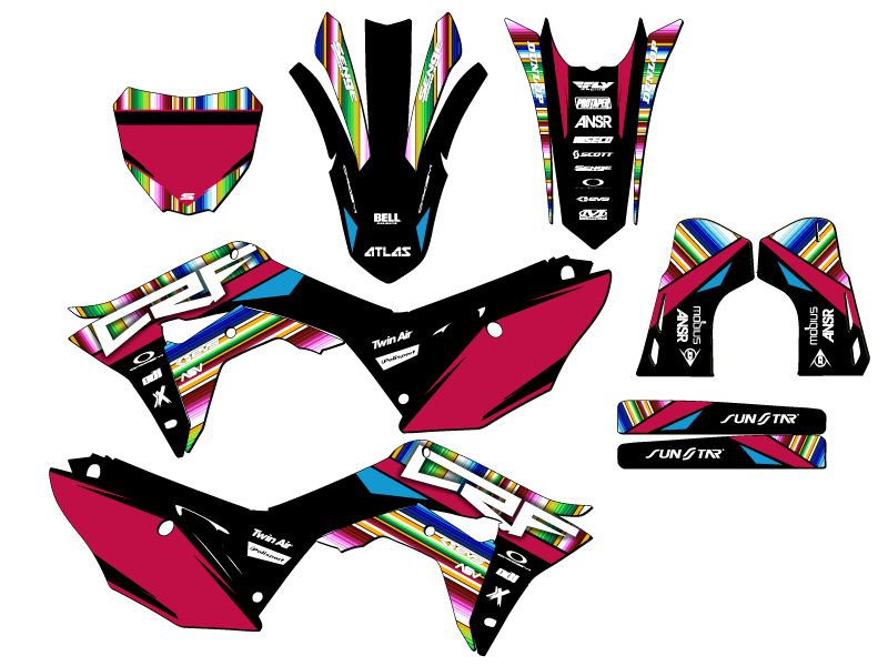 2019-2021 CRF 250 R SERAPE Black Senge Graphics Kit Compatible with Honda - Picture 5 of 10