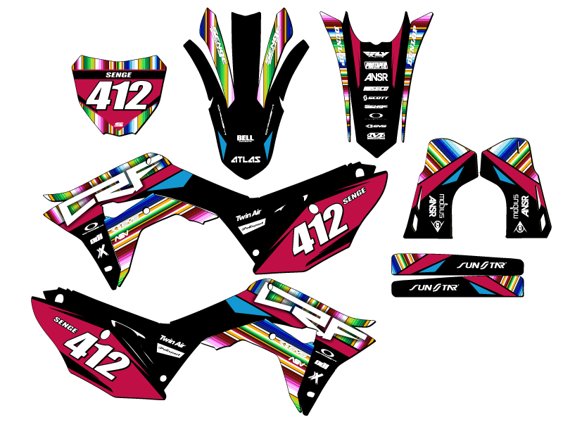 2019-2021 CRF 250 R SERAPE Black Senge Graphics Kit Compatible with Honda - Picture 8 of 10