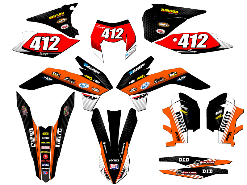Kit de gráficos EXC RICOCHET Orange Senge 2014 compatible con KTM - Imagen 8 de 10