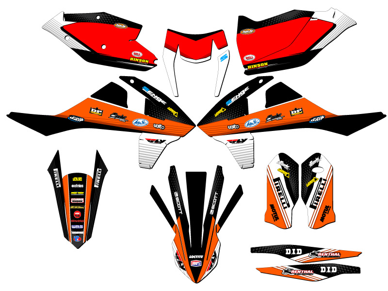 2017-2018 EXC RICOCHET Orange Senge Graphics Kit Compatible with KTM - Foto 5 di 10