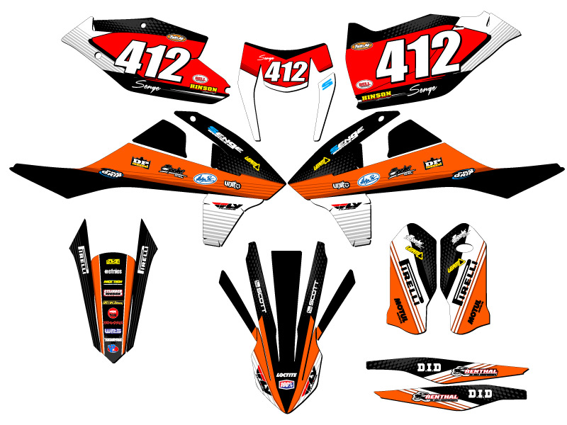 2017-2018 EXC RICOCHET Orange Senge Graphics Kit Compatible with KTM - Foto 8 di 10