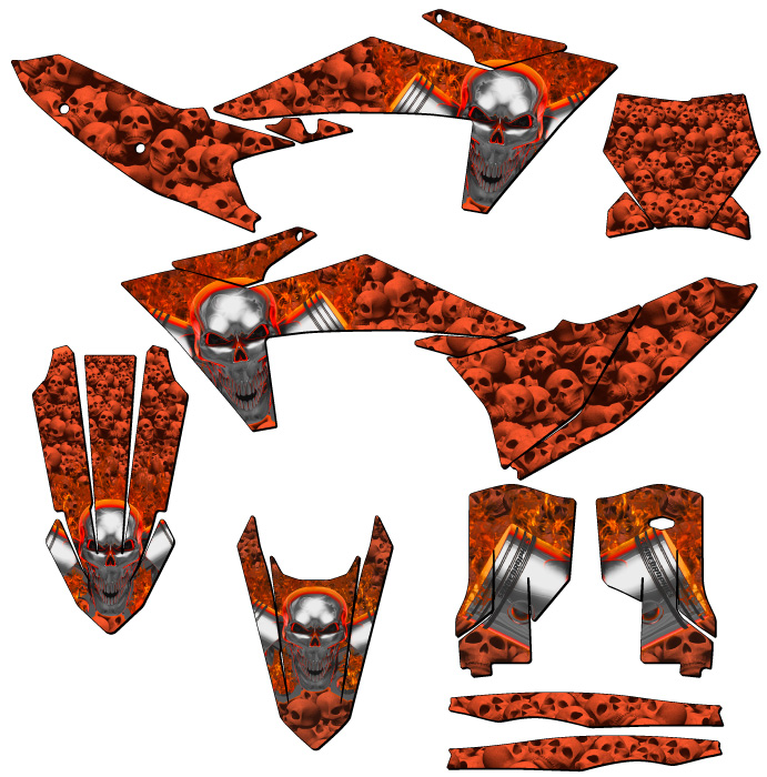 2023-2024 SX FLAMING GEARHEAD Orange Senge Graphics Kit Compatible with KTM - Picture 5 of 10