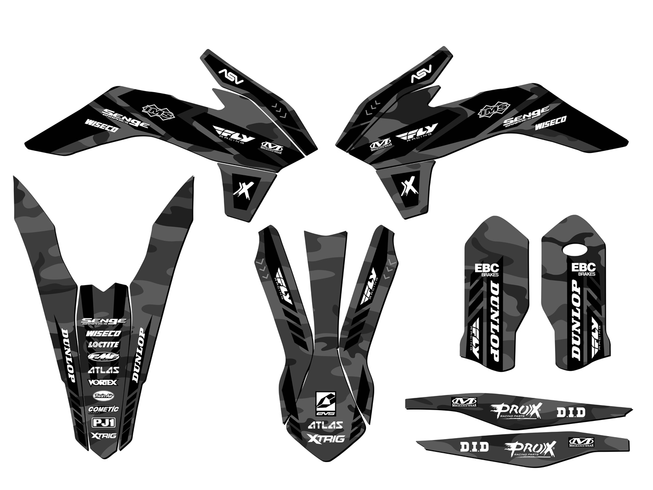 2016 250 ONLY (EARLY MODEL) SX APACHE Grey Senge Graphics Kit Compatible with - Picture 2 of 10