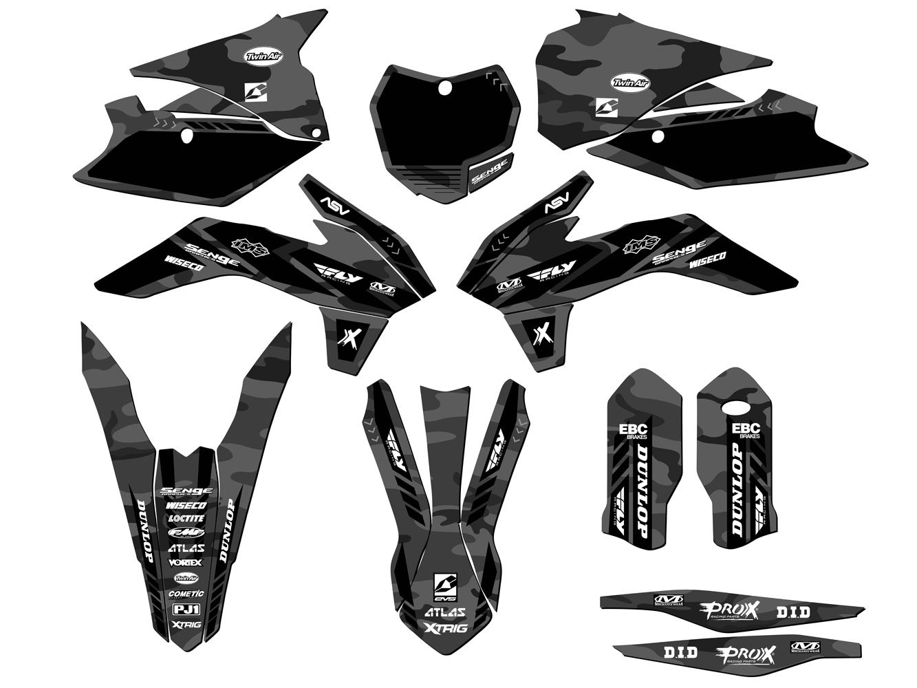 2016 250 ONLY (EARLY MODEL) SX APACHE Grey Senge Graphics Kit Compatible with - Picture 5 of 10