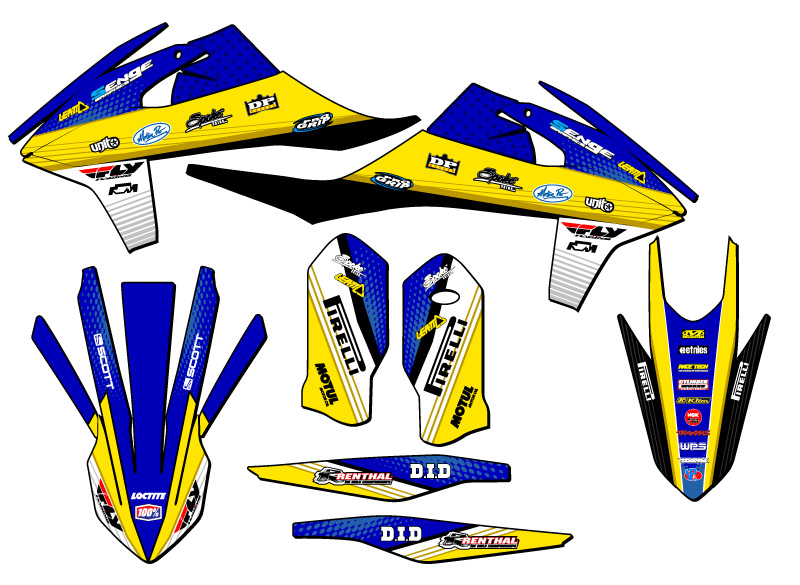 2020-2023 EXC RICOCHET Blue Senge Graphics Kit Compatible with KTM - Foto 2 di 10