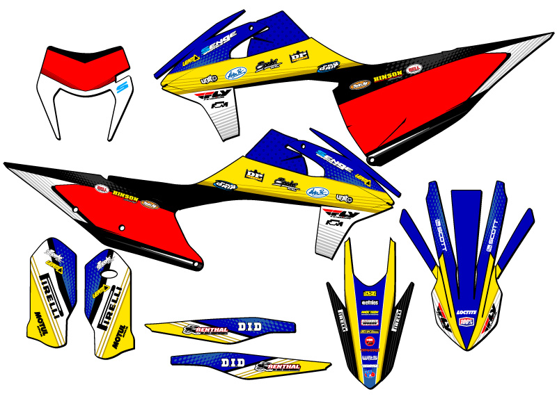 2020-2023 EXC RICOCHET Blue Senge Graphics Kit Compatible with KTM - Foto 5 di 10