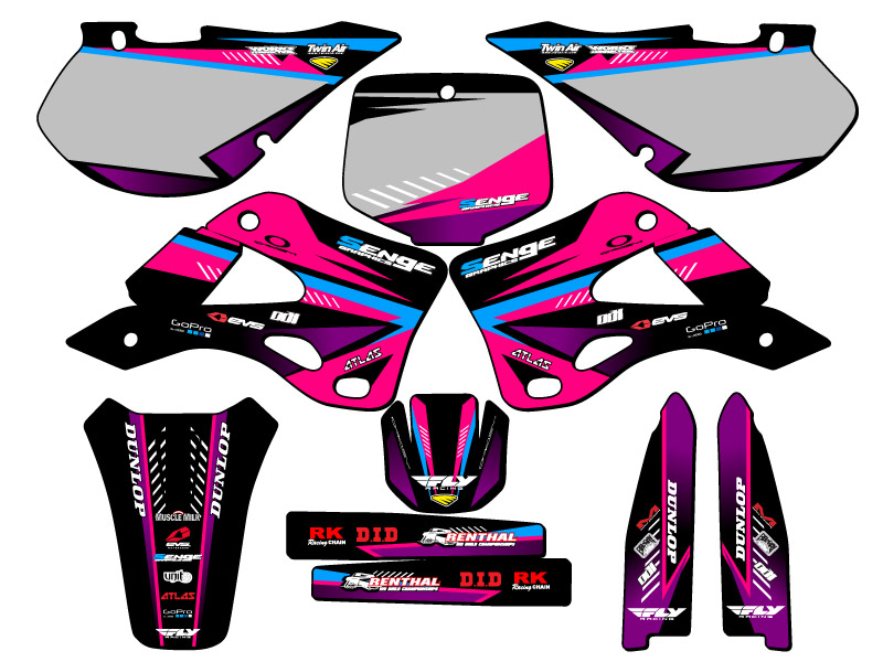1999-2002 KX 125 SURGE Pink Senge kit de gráficos compatible con Kawasaki - Imagen 5 de 10