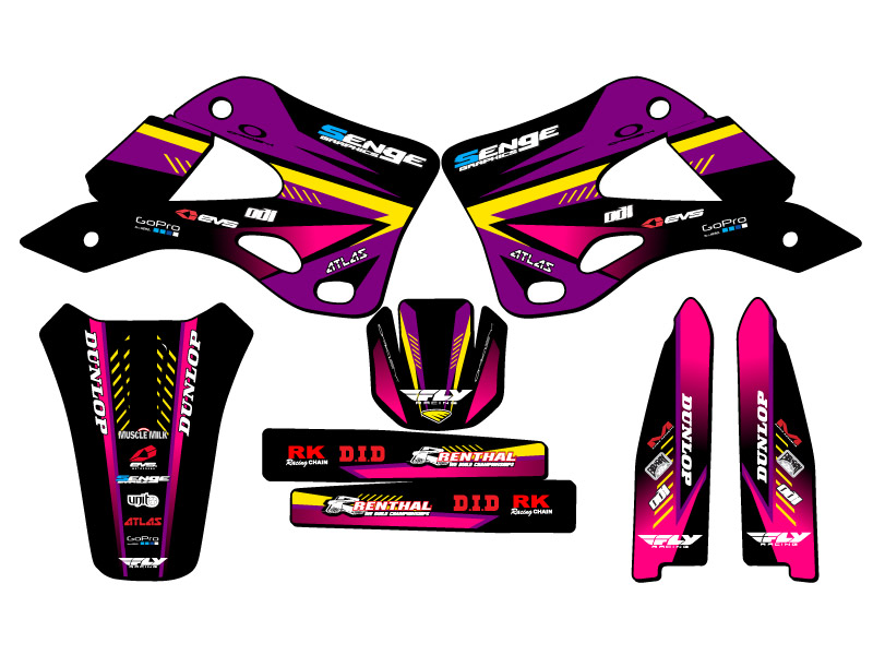 1999-2002 KX 125 SURGE Purple Senge kit de gráficos compatible con Kawasaki - Imagen 2 de 10