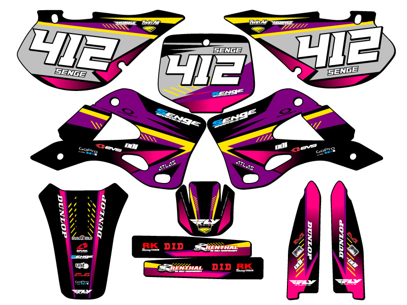 1999-2002 KX 125 SURGE Purple Senge kit de gráficos compatible con Kawasaki - Imagen 8 de 10