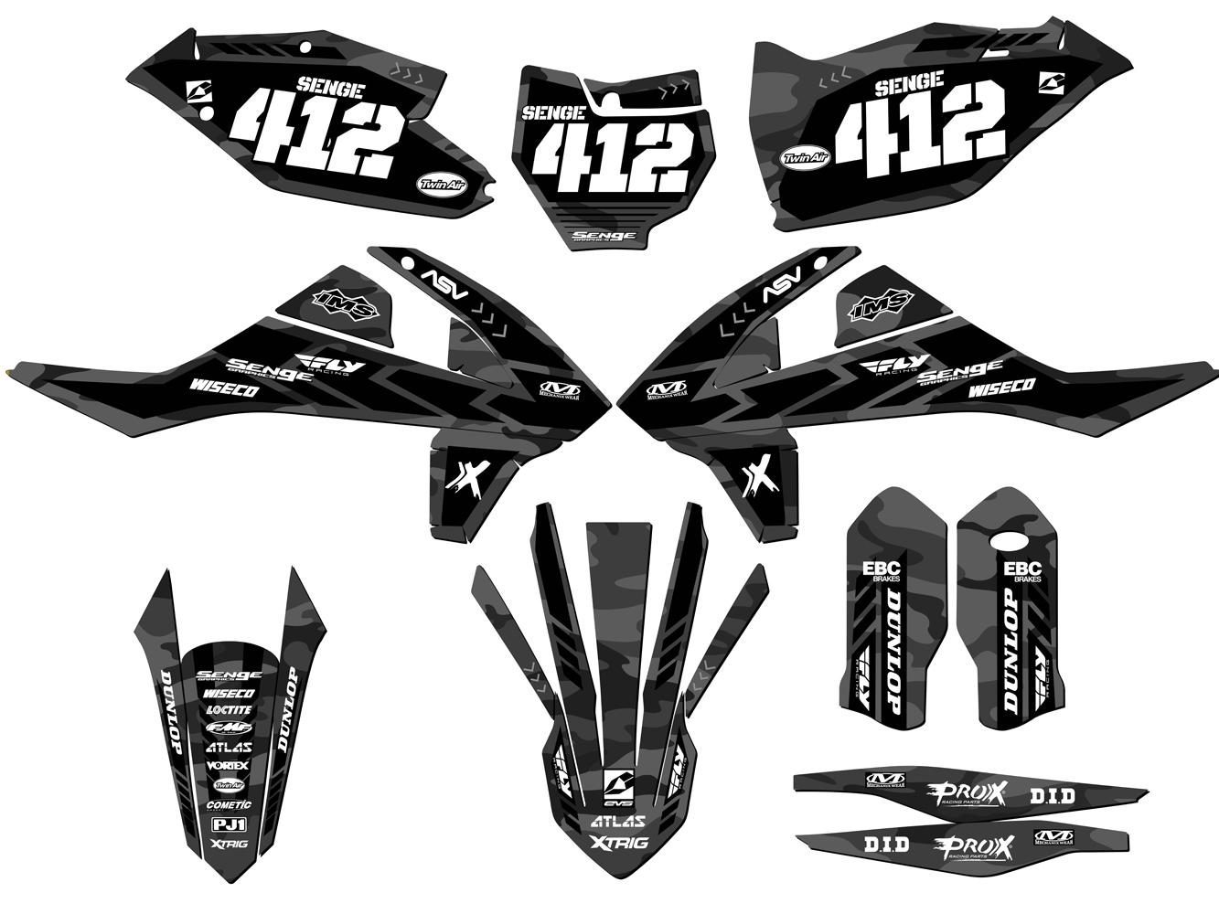 Kit de gráficos Senge gris Apache 2016 TODOS EXCEPTO 250 SX compatible con KTM - Imagen 8 de 10
