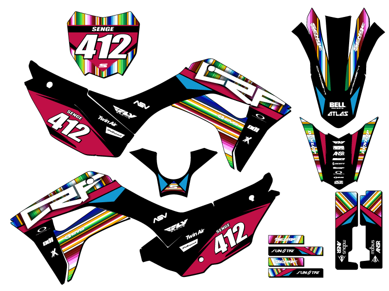2019-2022 CRF 110 SERAPE Black Senge Graphics Kit Compatible with Honda - Picture 8 of 10