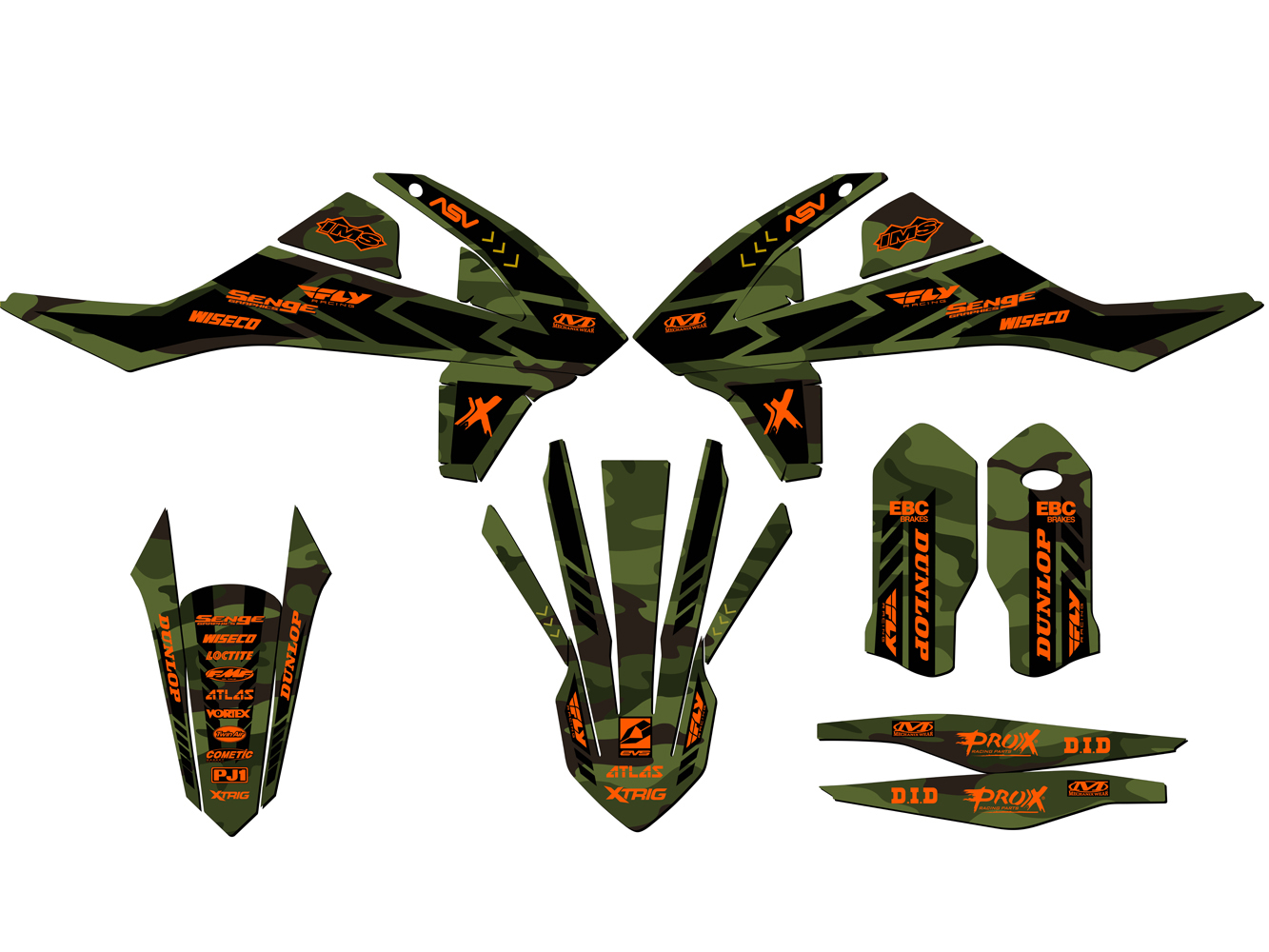 2017-2018 125/150/250 SX APACHE Green Senge kit de gráficos compatible con KTM - Imagen 2 de 10