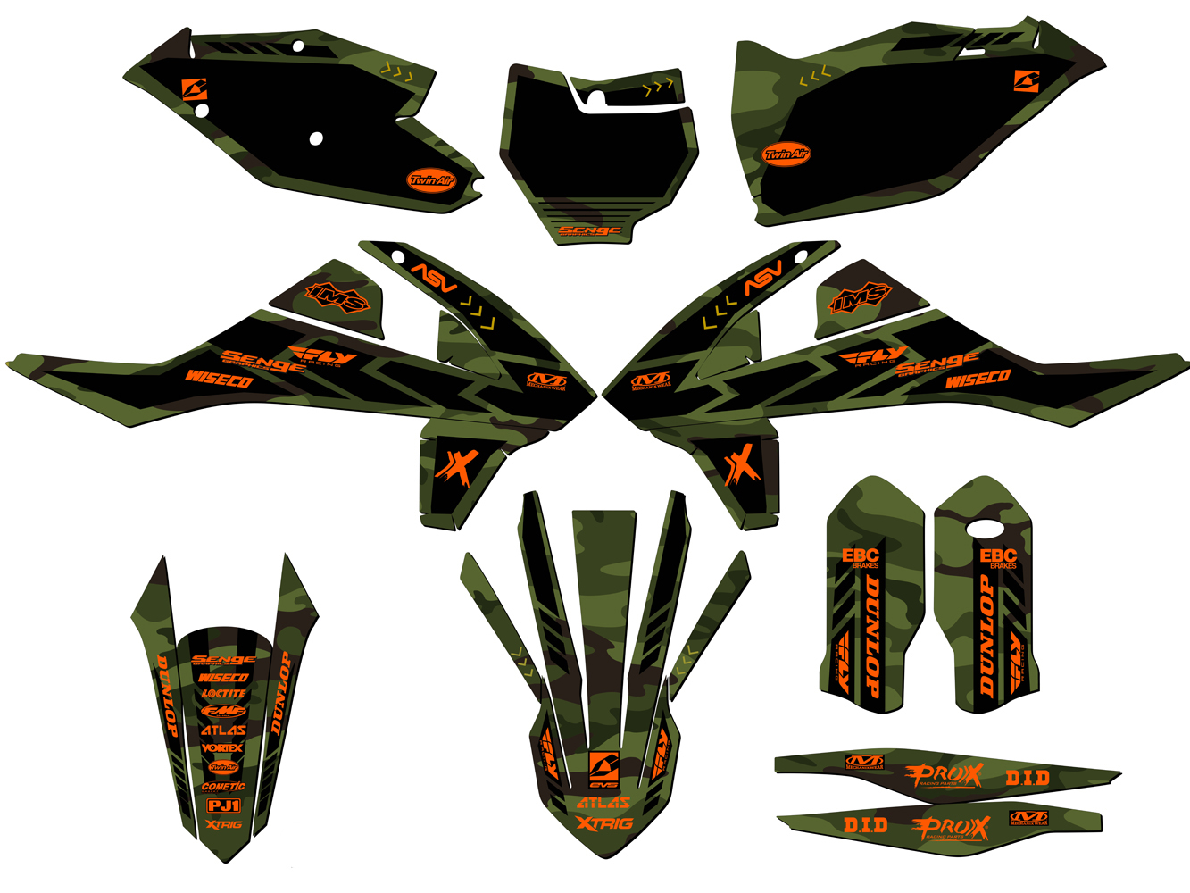 2017-2018 125/150/250 SX APACHE Green Senge kit de gráficos compatible con KTM - Imagen 5 de 10