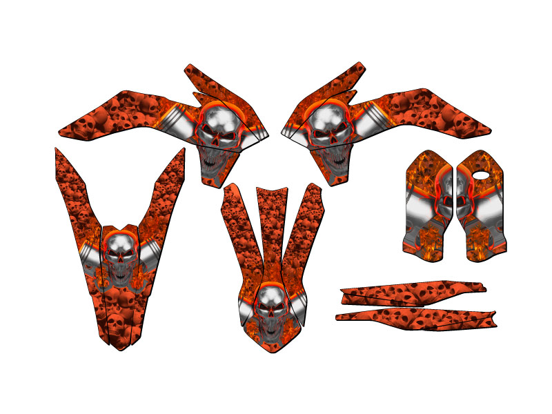 2015-2016 XC FLAMING GEARHEAD Orange Senge Graphics Kit Compatible with KTM - Picture 2 of 10