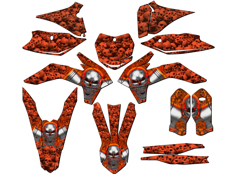 2015-2016 XC FLAMING GEARHEAD Orange Senge Graphics Kit Compatible with KTM - Picture 5 of 10