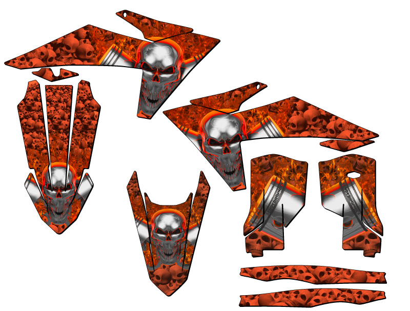 2023-2024 XC FLAMING GEARHEAD Orange Senge Graphics Kit Compatible with KTM - Picture 2 of 10