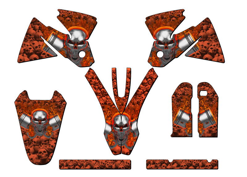 1998-2000 EXC FLAMING GEARHEAD Orange Senge Graphics Kit Compatible with KTM - Foto 2 di 10