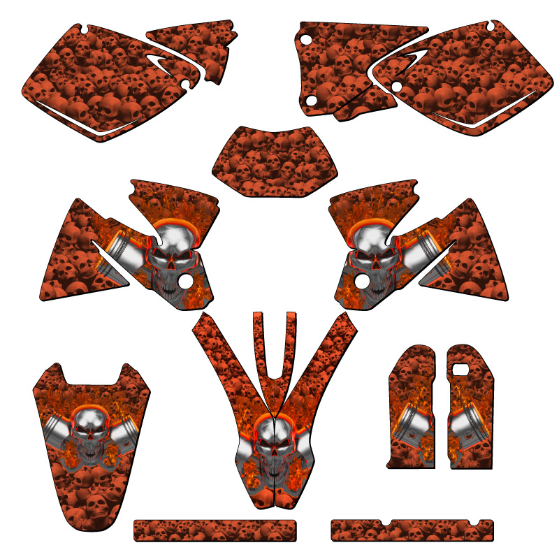 1998-2000 EXC FLAMING GEARHEAD Orange Senge Graphics Kit Compatible with KTM - Foto 5 di 10