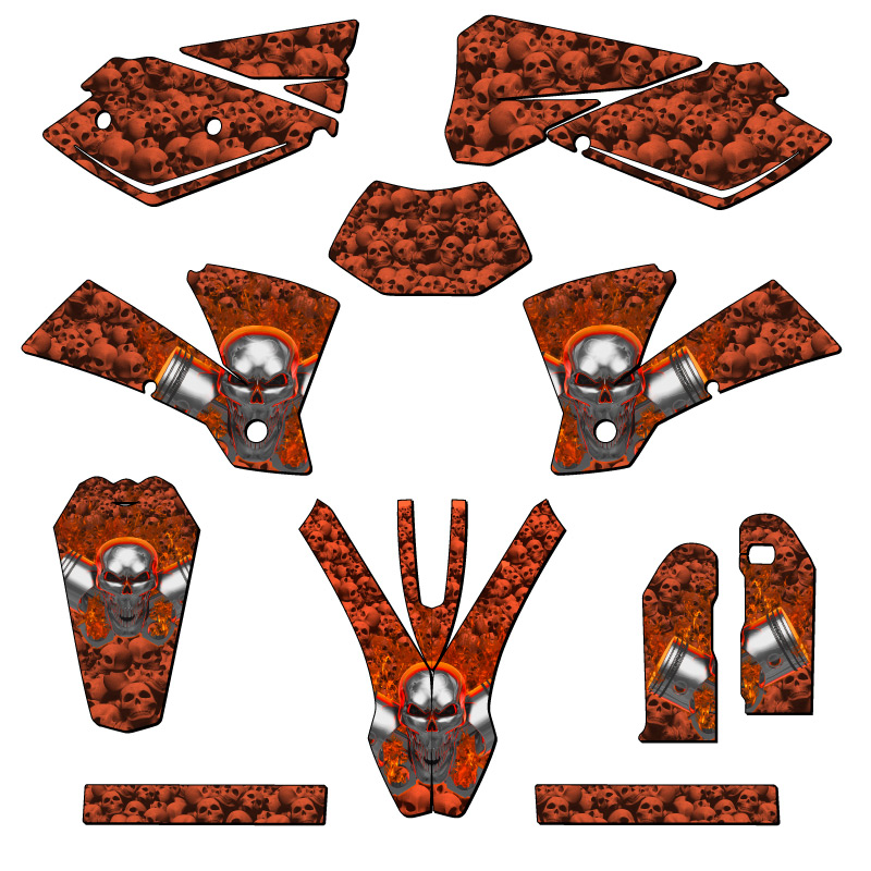 2004 EXC FLAMING GEARHEAD Orange Senge Graphics Kit Compatible with KTM - Picture 5 of 10
