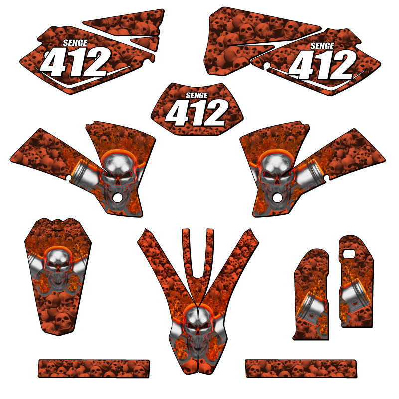 2004 EXC FLAMING GEARHEAD Orange Senge Graphics Kit Compatible with KTM - Picture 8 of 10