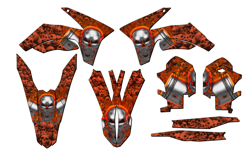 Kit de gráficos EXC FLAMING GEARHEAD Orange Senge 2012-2013 compatible con KTM - Imagen 2 de 10