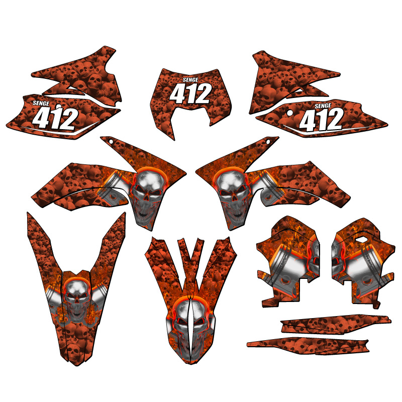 Kit de gráficos EXC FLAMING GEARHEAD Orange Senge 2012-2013 compatible con KTM - Imagen 8 de 10
