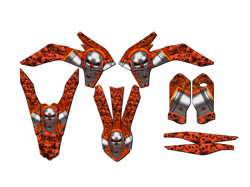 2015-2016 EXC FLAMING GEARHEAD Orange Senge Graphics Kit Compatible with KTM - Picture 2 of 10