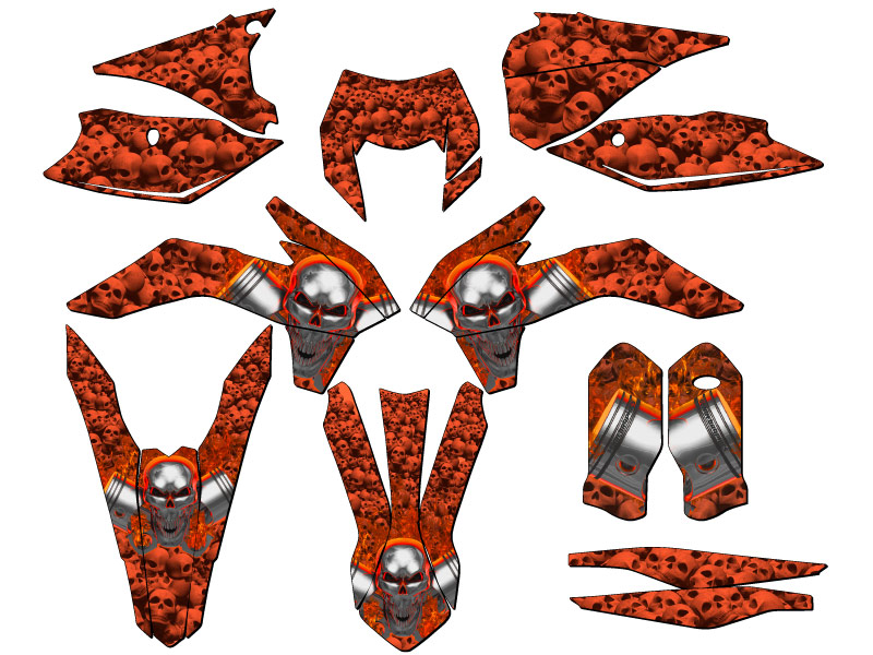 2015-2016 EXC FLAMING GEARHEAD Orange Senge Graphics Kit Compatible with KTM - Picture 5 of 10