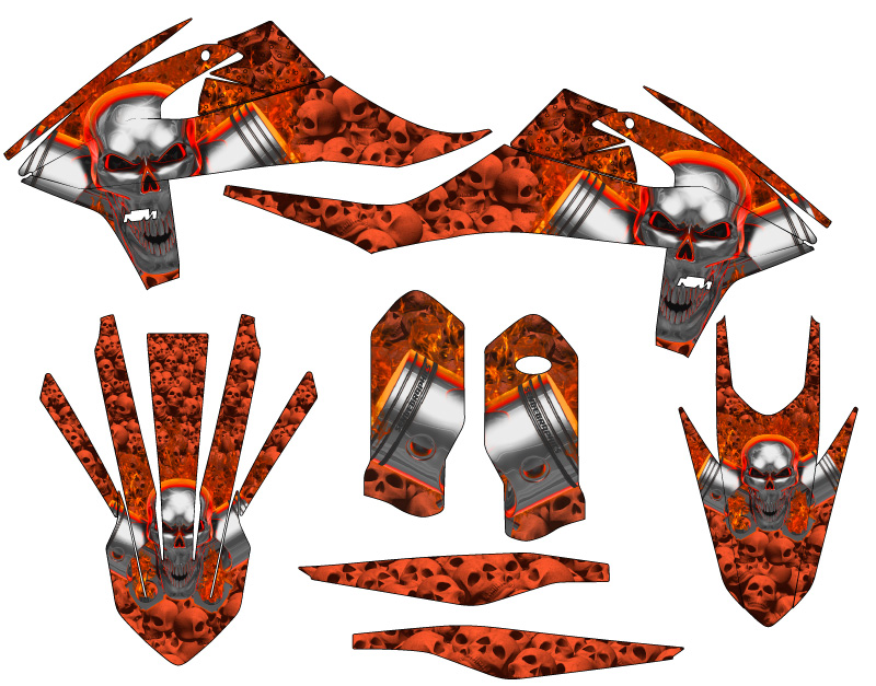 2020-2023 EXC FLAMING GEARHEAD Orange Senge Graphics Kit Compatible with KTM - Bild 2 von 10
