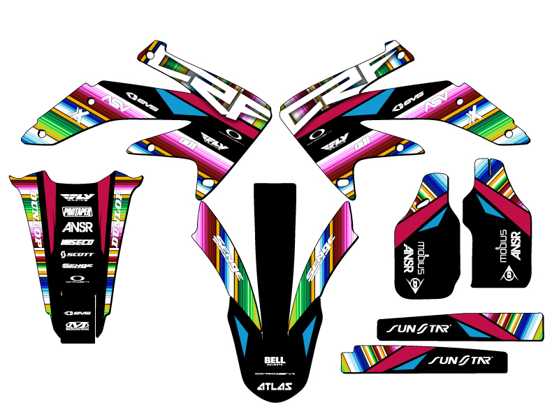 2005-2007 CRF 450 X SERAPE Black Senge Graphics Kit Compatible with Honda - Picture 2 of 10