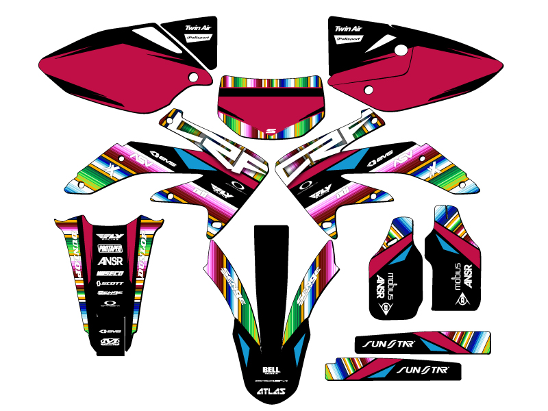 2005-2007 CRF 450 X SERAPE Black Senge Graphics Kit Compatible with Honda - Picture 5 of 10