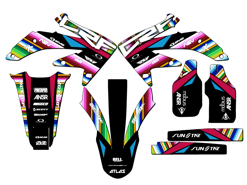 2008-2018 CRF 450 X SERAPE Black Senge Graphics Kit Compatible with Honda - Foto 2 di 10
