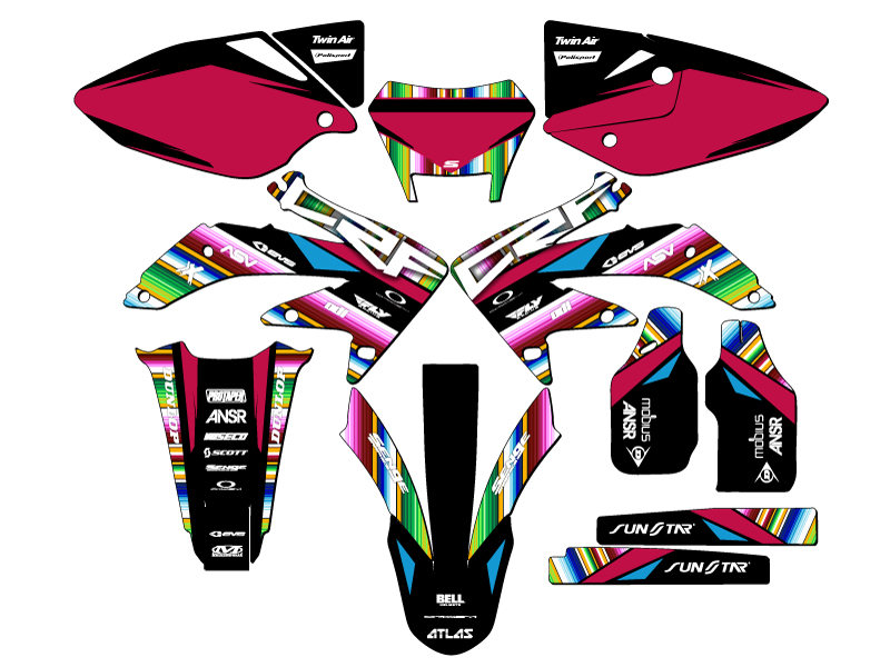 2008-2018 CRF 450 X SERAPE Black Senge Graphics Kit Compatible with Honda - Foto 5 di 10