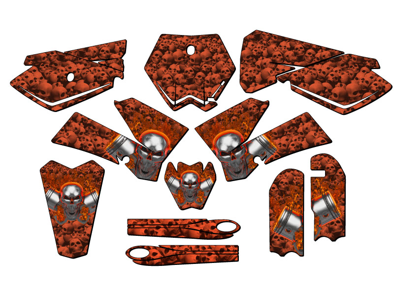 2006-2012 SX 85 FLAMING GEARHEAD Orange Senge Graphics Kit Compatible with KTM - Bild 5 von 10