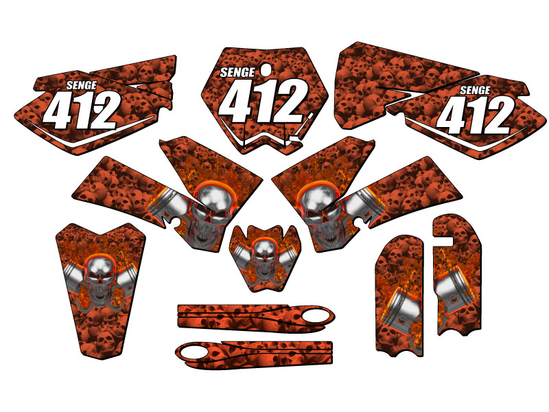 2006-2012 SX 85 FLAMING GEARHEAD Orange Senge Graphics Kit Compatible with KTM - Bild 8 von 10