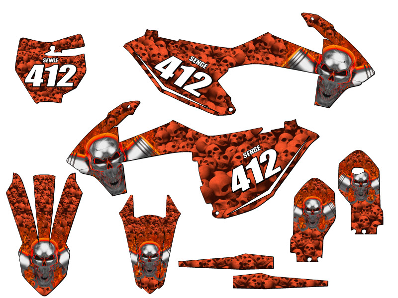 Kit de gráficos Orange Senge 2018-2023 SX 85 FLAMING GEARHEAD compatible con KTM - Imagen 8 de 10