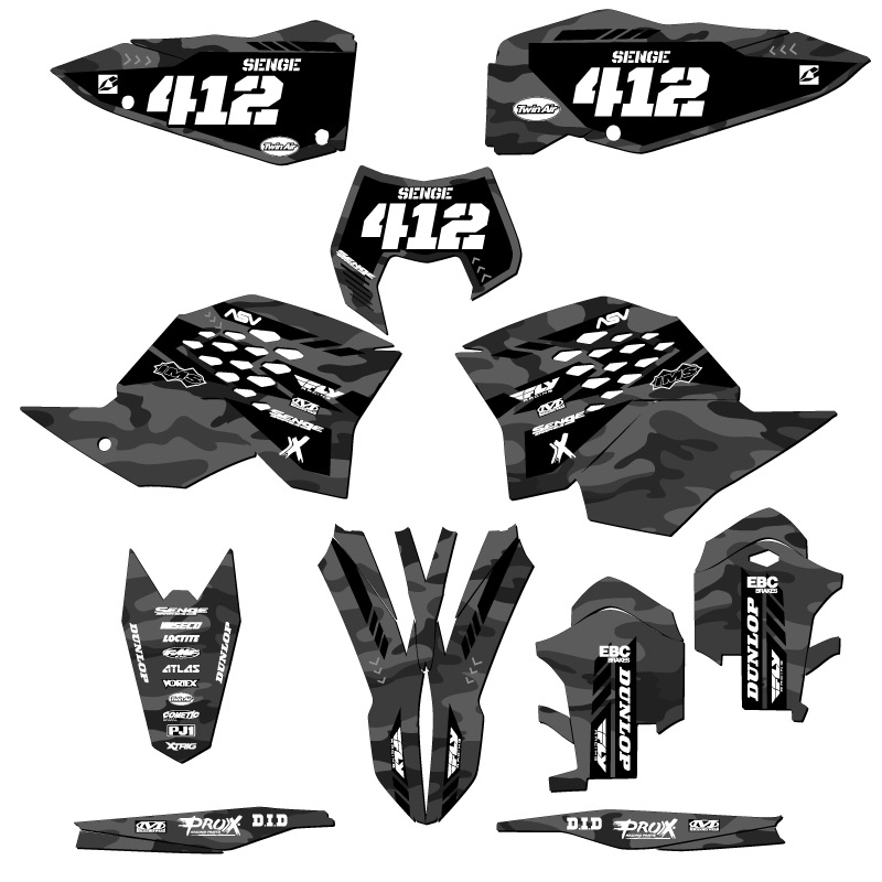 2008-2010 XCF APACHE Grey Senge Graphics Kit Compatible with KTM - Bild 8 von 10