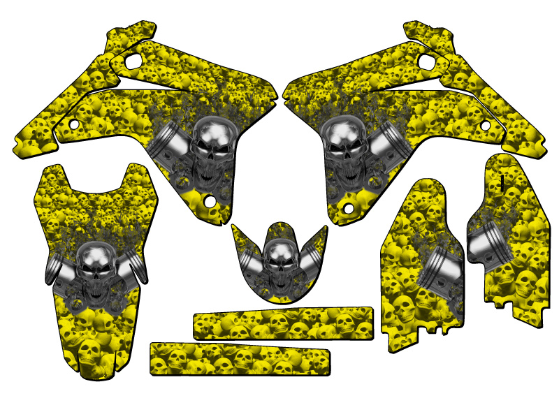 Kit de gráficos Senge Amarillo 2005-2006 RMZ 450 FLAMING ENGRANAJEHEAD COMPATIBLE CON... - Imagen 2 de 10