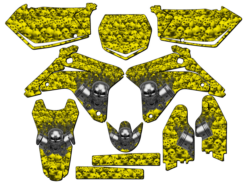 Kit de gráficos Senge Amarillo 2005-2006 RMZ 450 FLAMING ENGRANAJEHEAD COMPATIBLE CON... - Imagen 5 de 10
