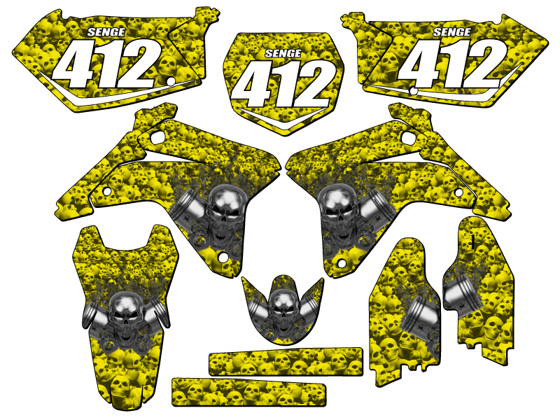 Kit de gráficos Senge Amarillo 2005-2006 RMZ 450 FLAMING ENGRANAJEHEAD COMPATIBLE CON... - Imagen 8 de 10