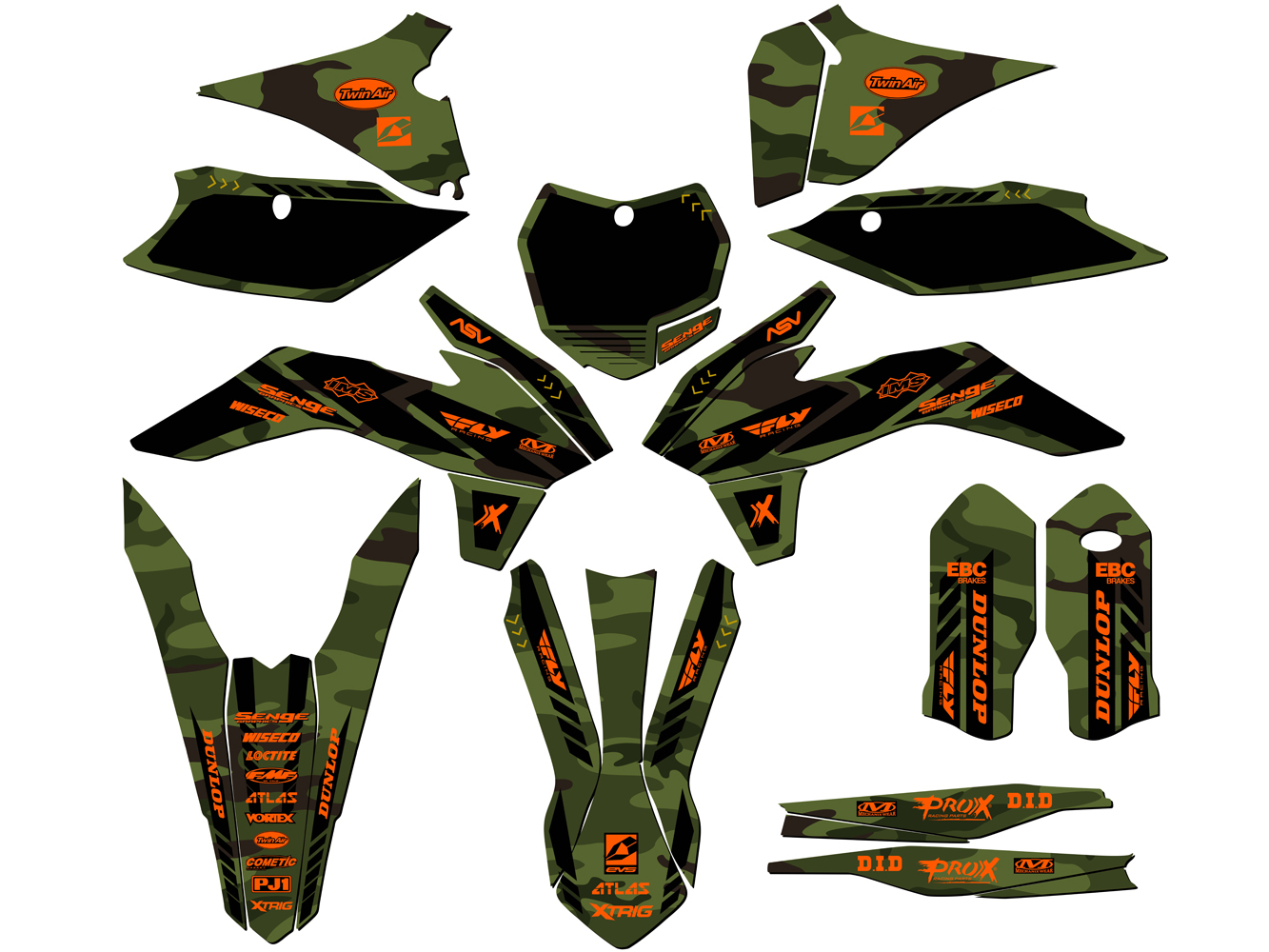 XCF APACHE 2015 Green Senge kit de gráficos compatible con KTM - Imagen 5 de 10