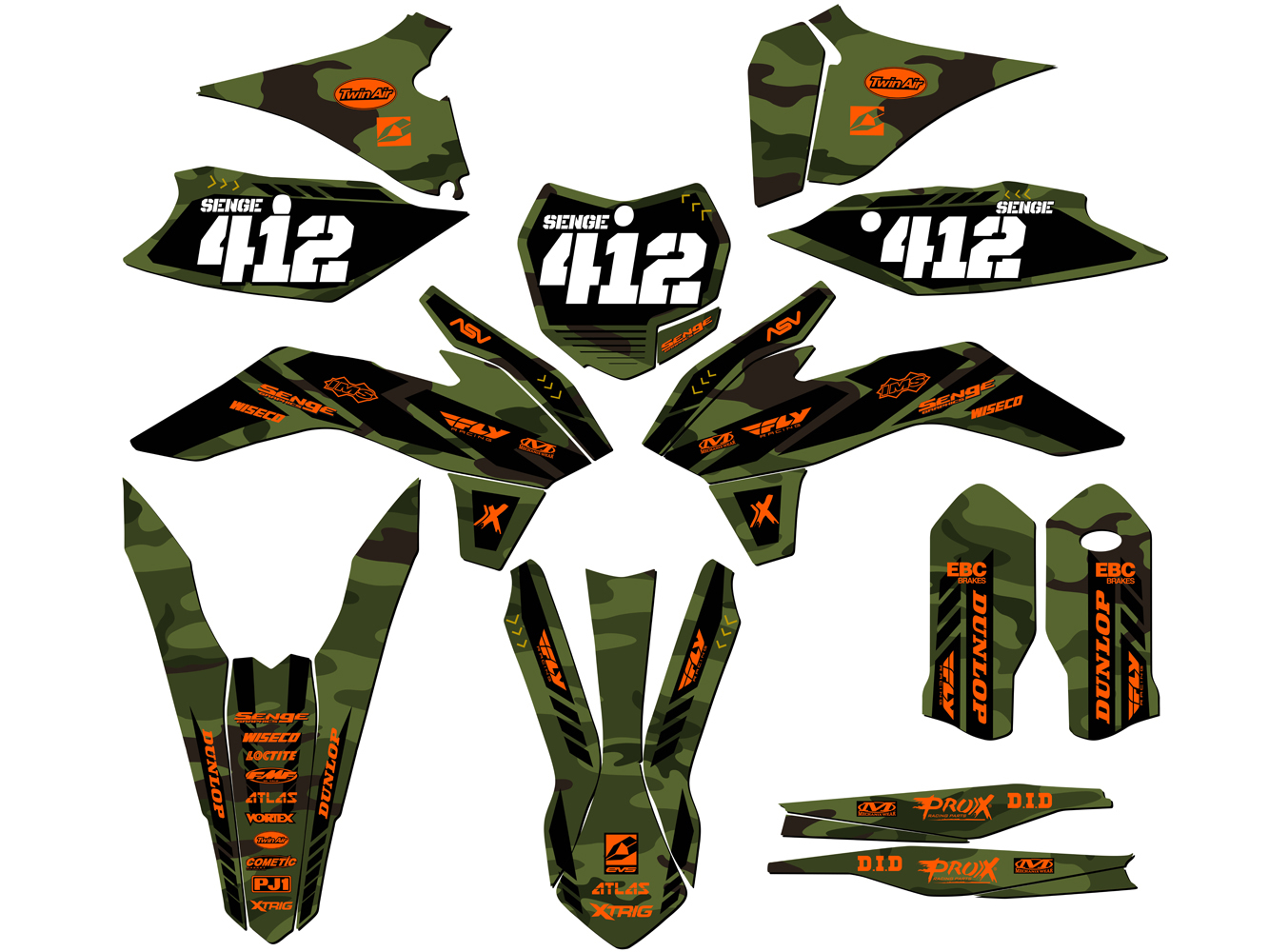 XCF APACHE 2015 Green Senge kit de gráficos compatible con KTM - Imagen 8 de 10