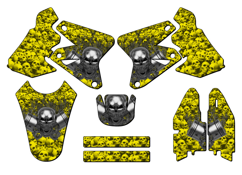 2005-2023 DRZ 400 FLAMING GEARHEAD Yellow Senge Graphics Kit Compatible with ... - Picture 2 of 10