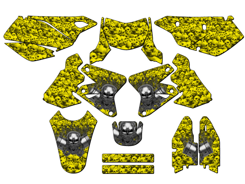 2005-2023 DRZ 400 FLAMING GEARHEAD Yellow Senge Graphics Kit Compatible with ... - Picture 5 of 10