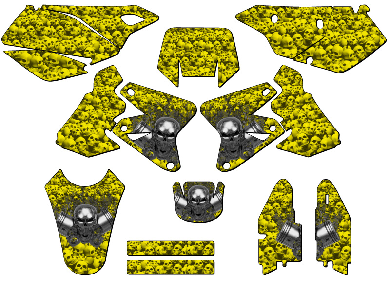 2000-2004 DRZ 400 FLAMING ENGEARHEAD Yellow Senge Kit de Gráficos Compatible con... - Imagen 5 de 10