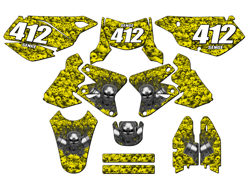 2005-2023 DRZ 400 FLAMING GEARHEAD Yellow Senge Graphics Kit Compatible with ... - Picture 8 of 10