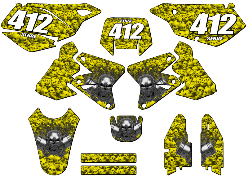 2000-2004 DRZ 400 FLAMING ENGEARHEAD Yellow Senge Kit de Gráficos Compatible con... - Imagen 8 de 10