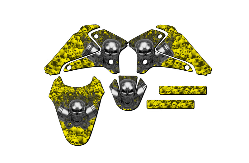 2001-2007 DRZ 125 FLAMING GEARHEAD Yellow Senge Graphics Kit Compatible with ... - Picture 2 of 10
