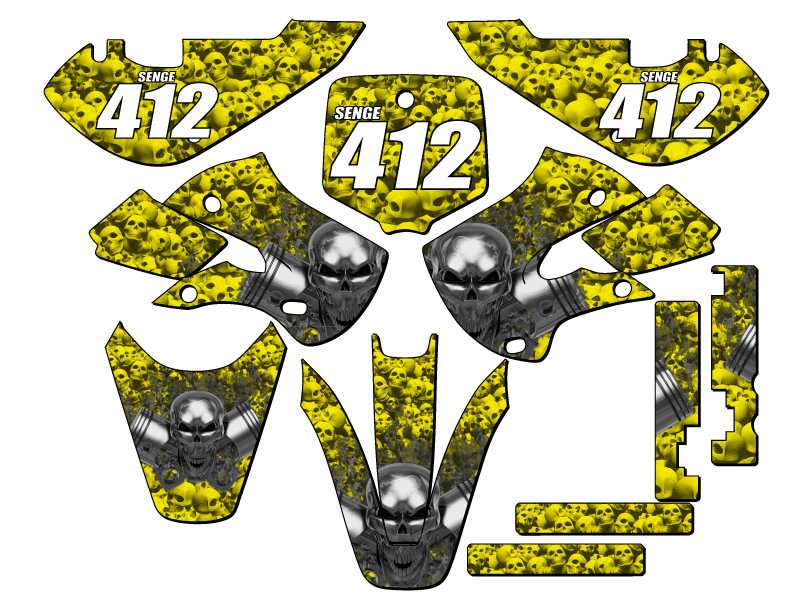 2000-2009 DRZ 110 FLAMING ENGEARHEAD Yellow Senge Kit de Gráficos Compatible con... - Imagen 8 de 10