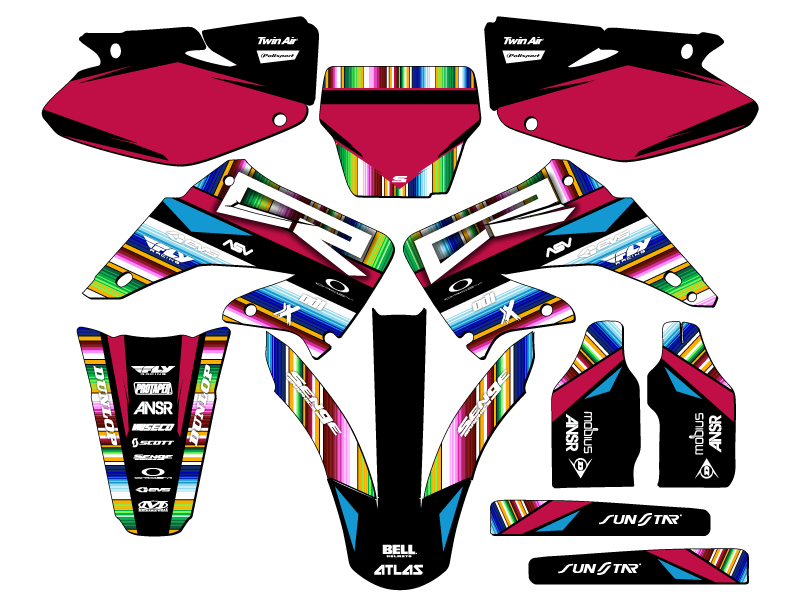 CR 250 R 2004-2012 SERAPE Black Senge kit de gráficos compatible con Honda - Imagen 5 de 10